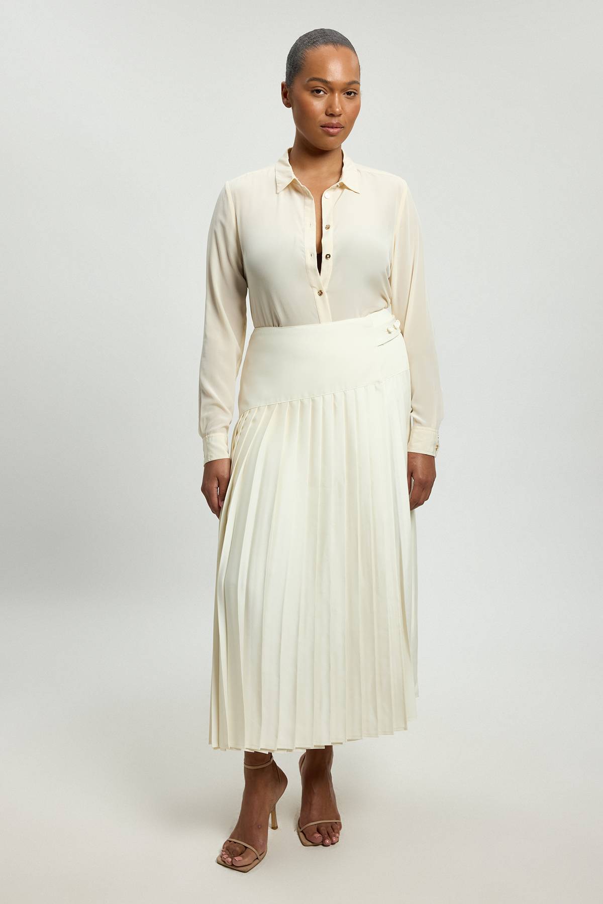 KarenMillen Jupe Plissée Grande Taille En Satin Coupe Smoking