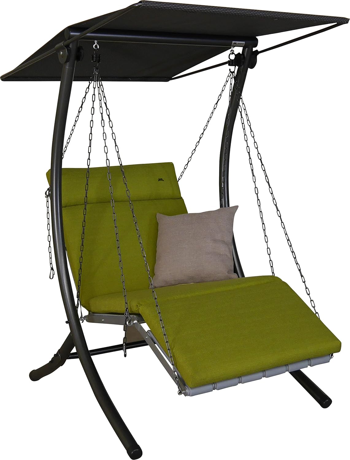 Angerer Freizeitmöbel GmbH Hollywoodschaukel 1-Sitzer Luxus Smart - Gartenschaukel Made in Germany - Schaukel zum Sitzen, Liegen und Entspannen - inklusive Bett-Funktion - einfache Montage (Hellgrün)