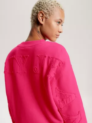Moletom cropped de modelagem relaxada com apliques tonais