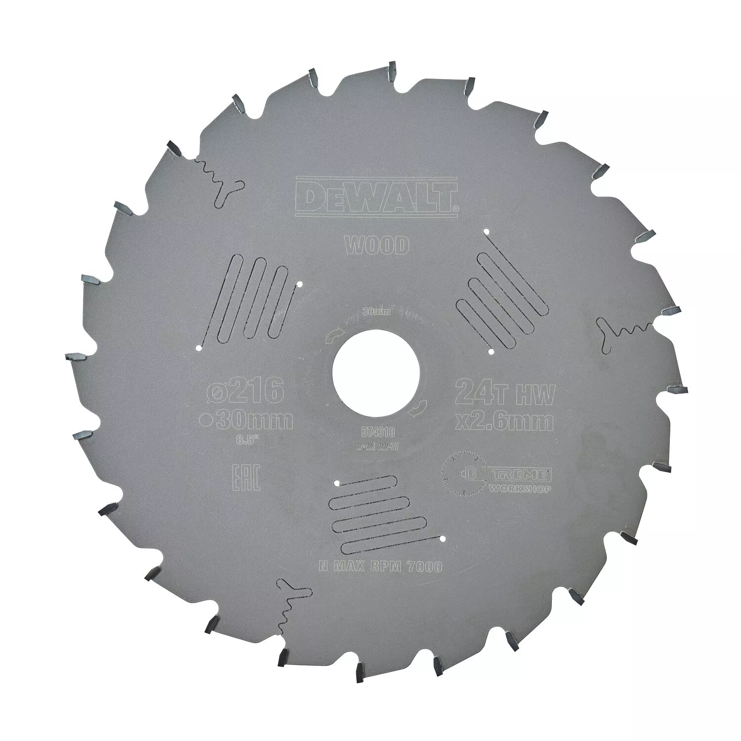 DeWALT DT4310 Extreme Cirkelzaagblad - 216 x 30 x 24T - Hout / Laminaat