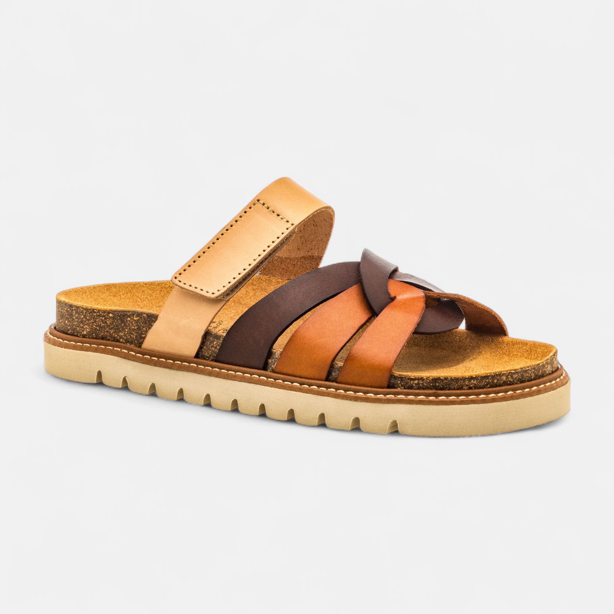 Mules semelle liège Femme en cuir multicolore
