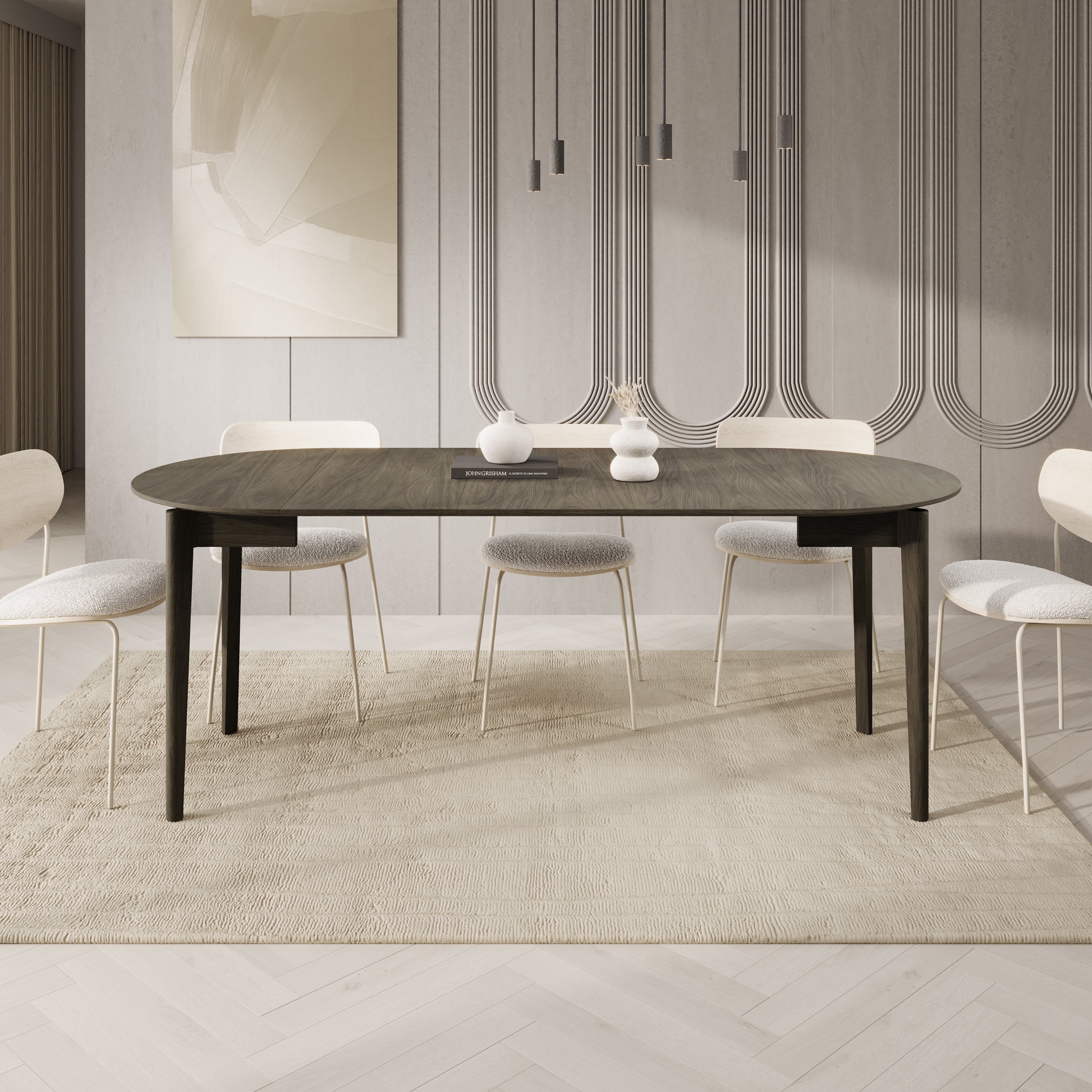 Portino - Eetkamertafel - Donker eiken - 90-210x90x77 cm