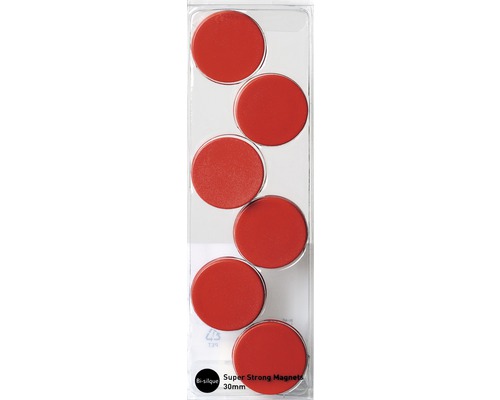 Rode magneten, Ø 2 cm, set van 6