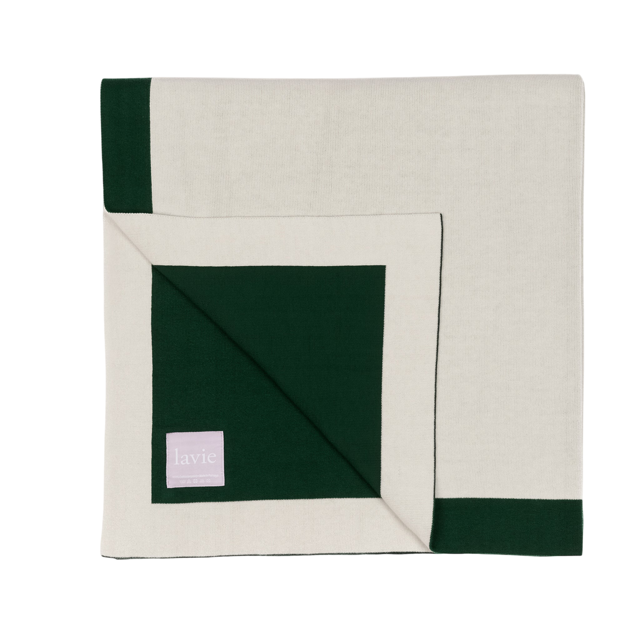 Wohndecke Lolla Dark Green/Undyed, Plaid 125x170 cm