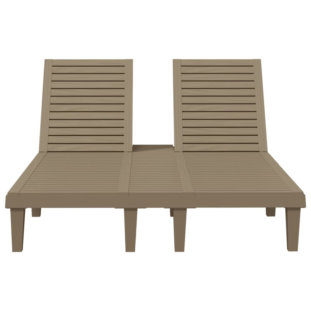 Transat chaise longue bain de soleil lit de jardin terrasse meuble d'extérieur double marron clair 155 x 138 x 83 cm polyprop
