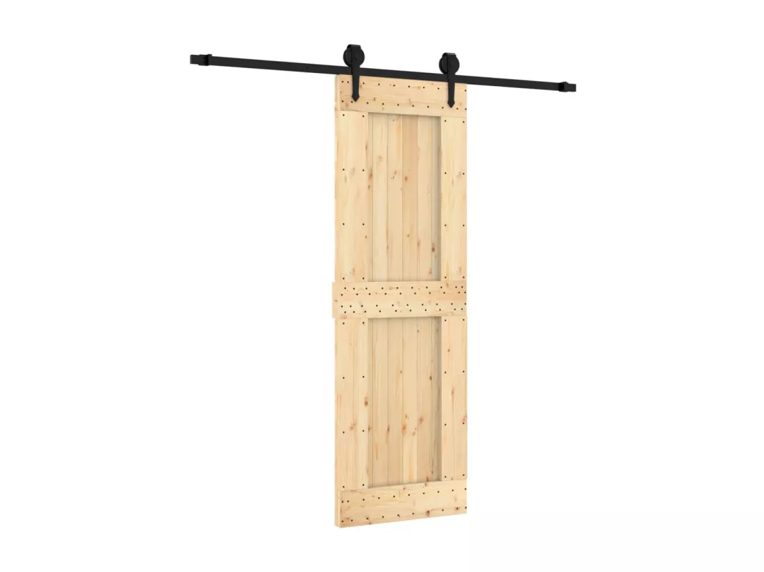 Porte coulissante et kit de quincaillerie 70x210 cm pin massif