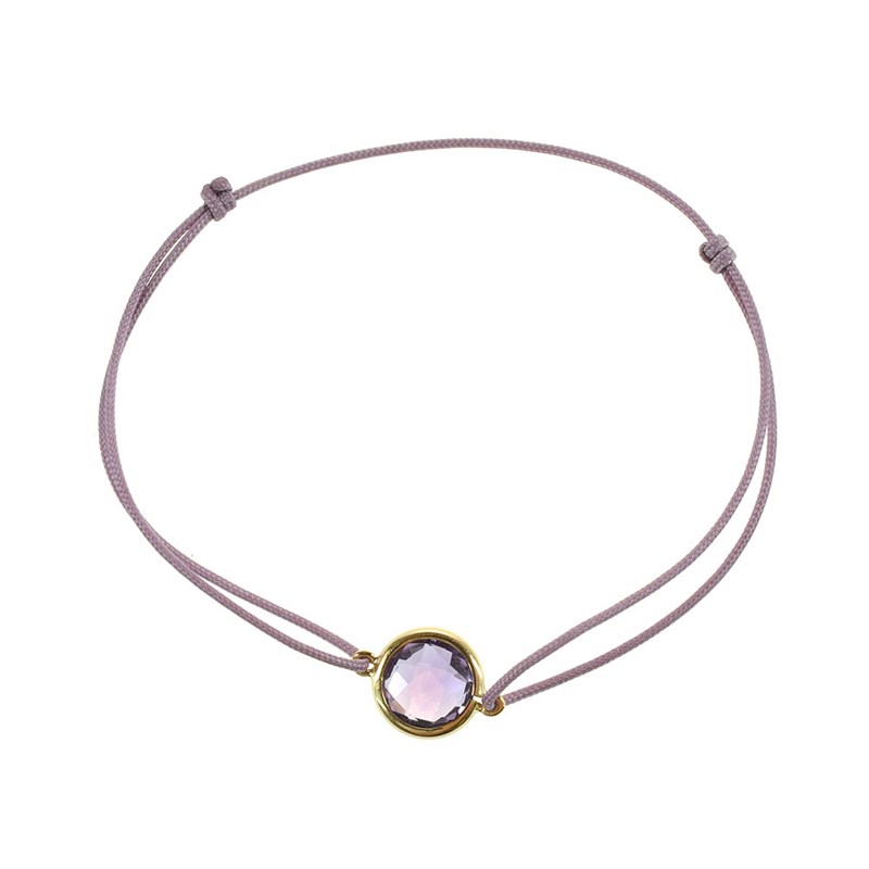 Bracelet cordon violet avec améthyste ronde - BeJewels