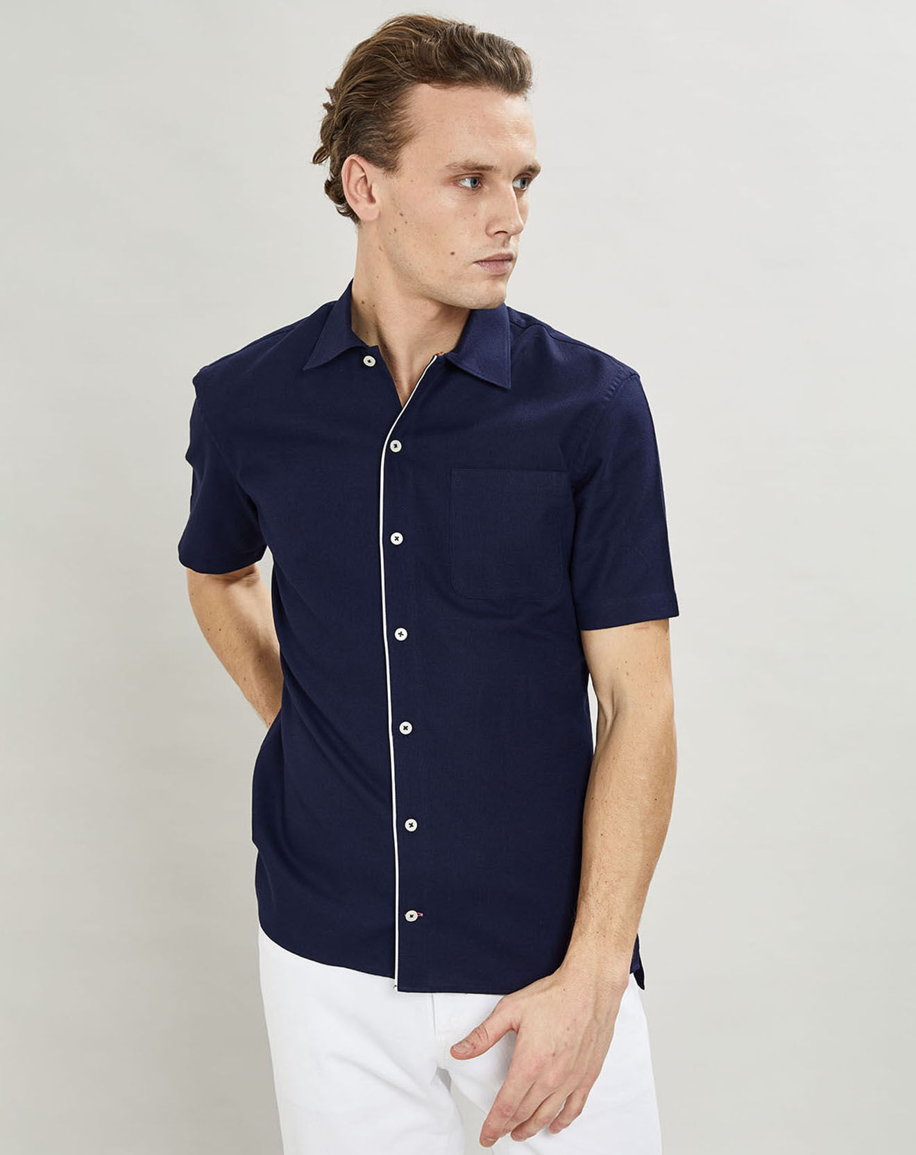Hackett London Chemise texturée Slim Fit rib gorg bleu marine
