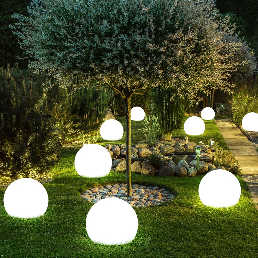 9er Set LED Solar Stecklampen , Kugel Design, H 34 cm