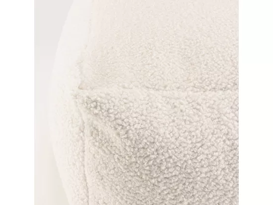 ALBANE - Pouf carré 53x53cm tissu bouclette blanc