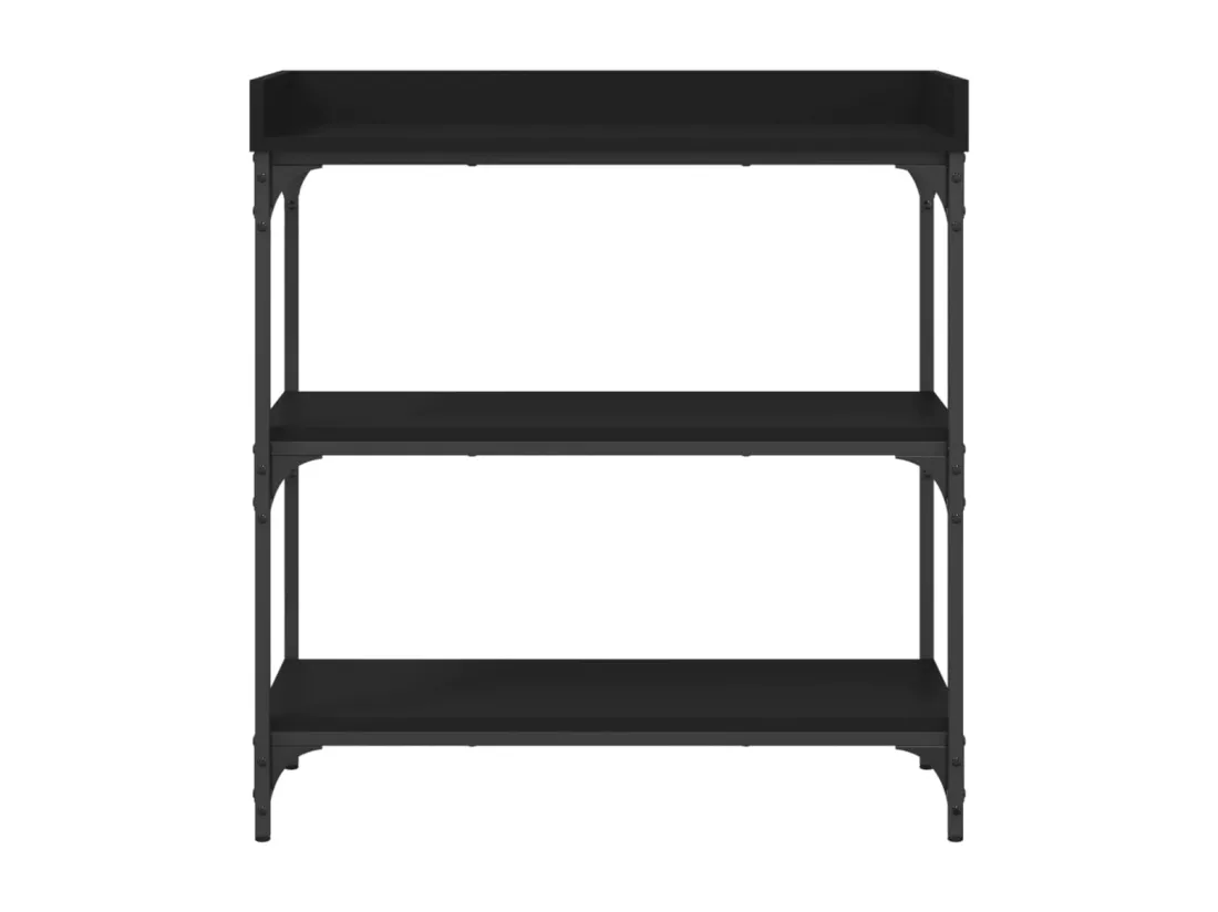 Table console avec étagères noir 75x30x80 cm