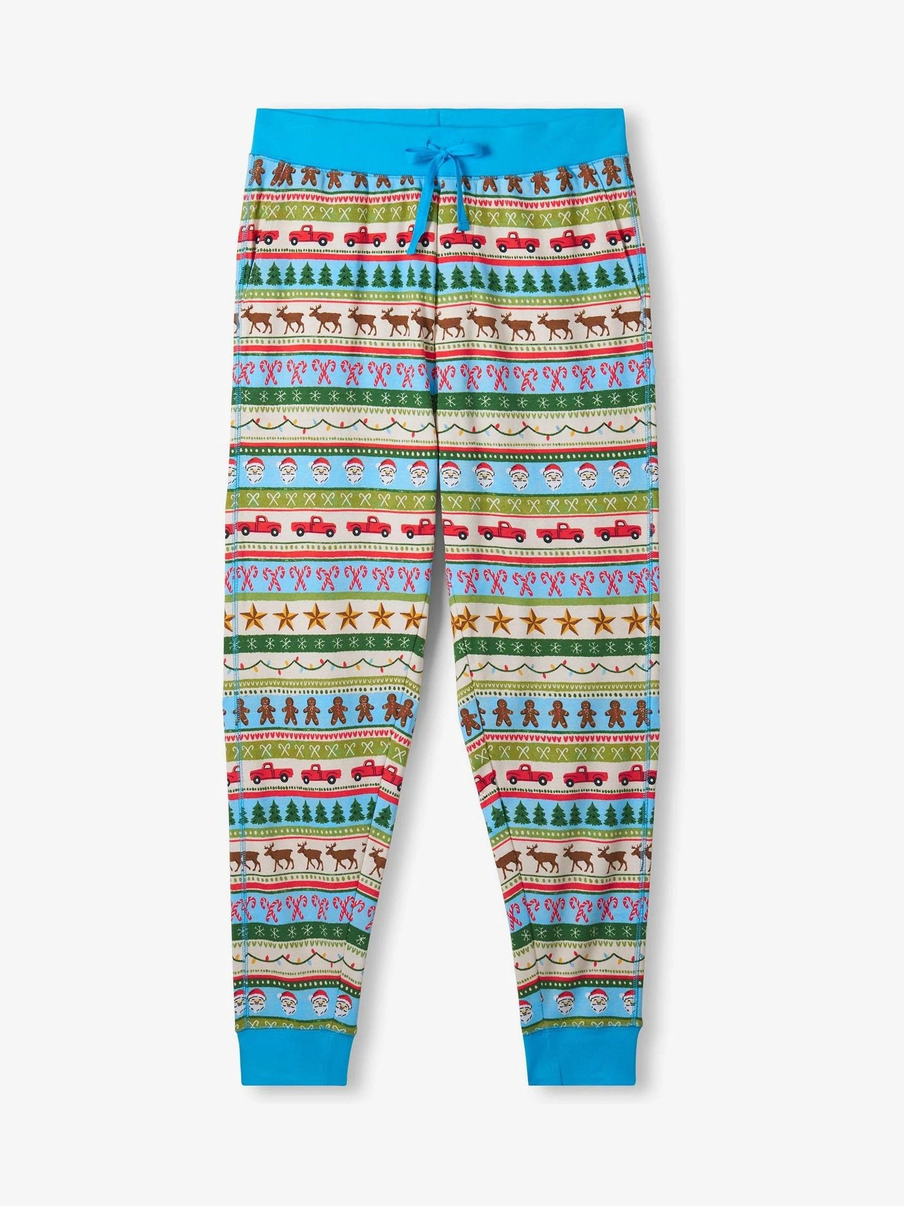 Hatley Blue Fun Fair Isle Christmas Men's Rib Cotton Pyjama Set