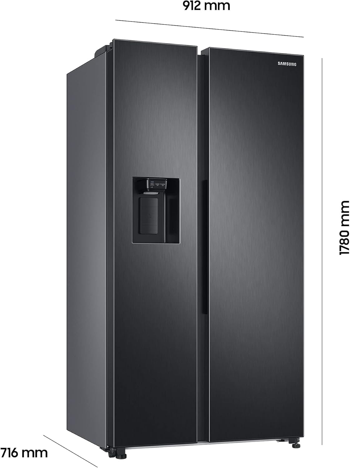 RS6GA8521B1/EG Side-by-Side Kühlschrank, 178 cm, 634 ℓ, 225 ℓ Gefriervolumen, Space Max Technologie, Premium Black Steel