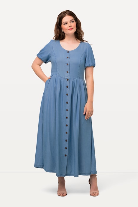 Trachtenkleid, Jeansoptik, Herzausschnitt, Halbarm