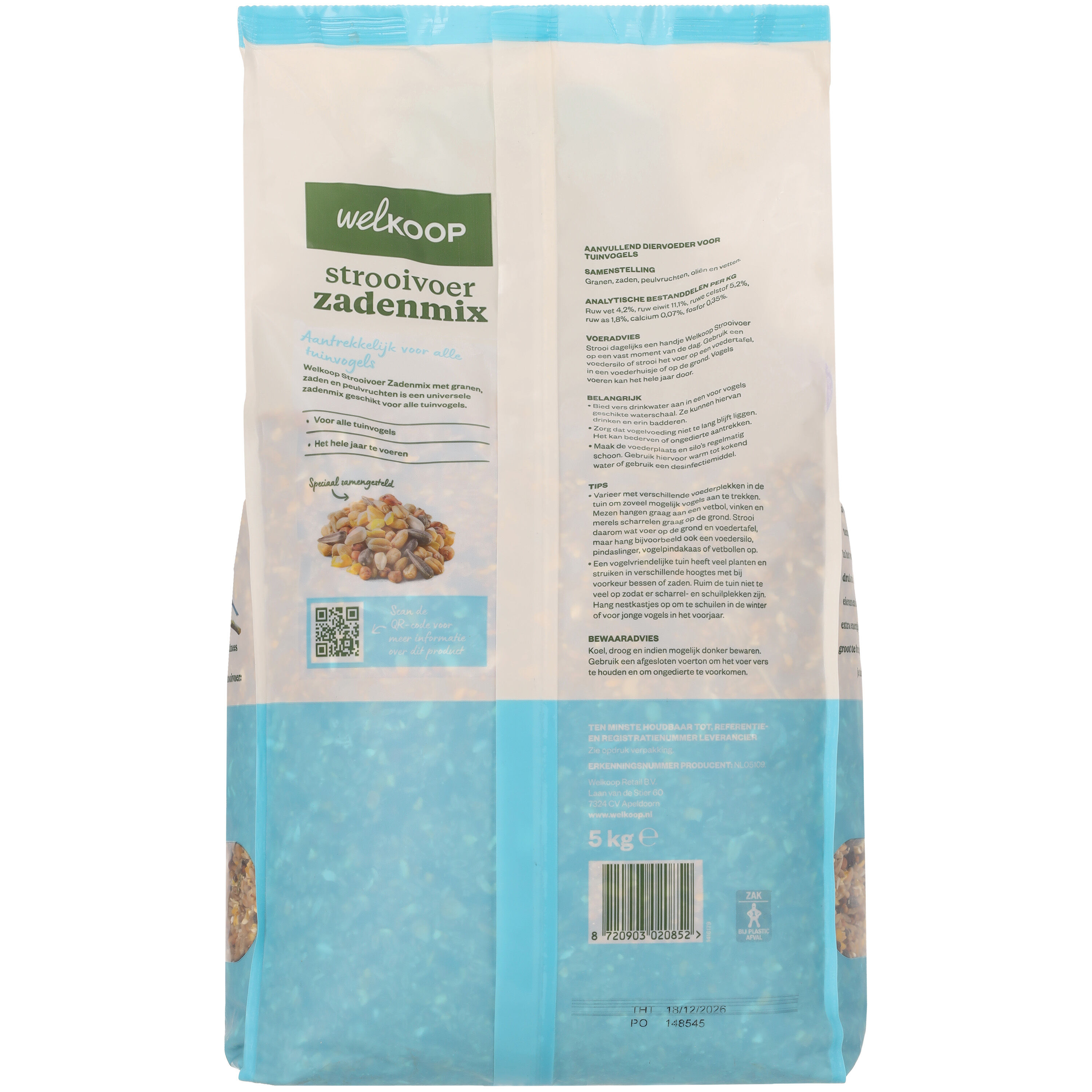 Welkoop - Strooivoer met Zaden - Tuinvogelvoer - 5 Kilogram - Zadenmix