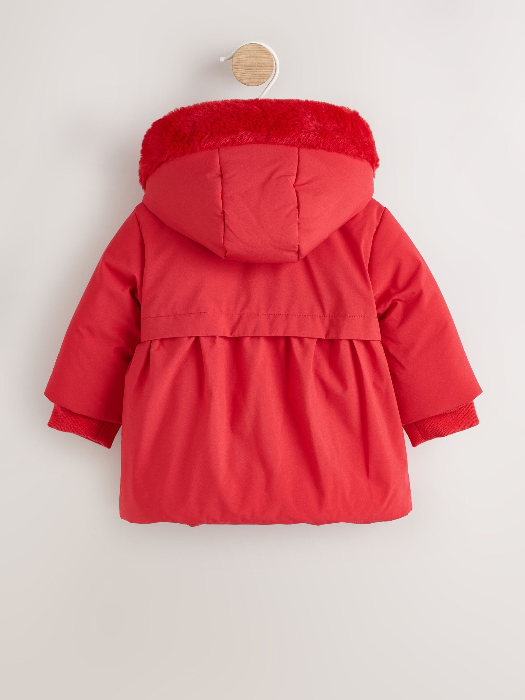 Rood - Gewatteerd babyjasje met strik (0mnd -2jr)