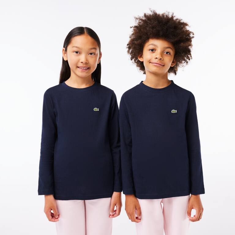 T-shirt manches longues en jersey de coton T-Shirts & Chemises - Bleu - Lacoste - Enfant