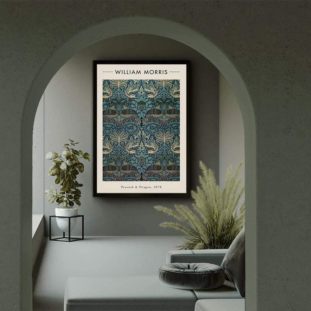 Walljar canvas schilderij - William Morris - Peacock and Dragon Canvas schilderij - 70 x 100 cm