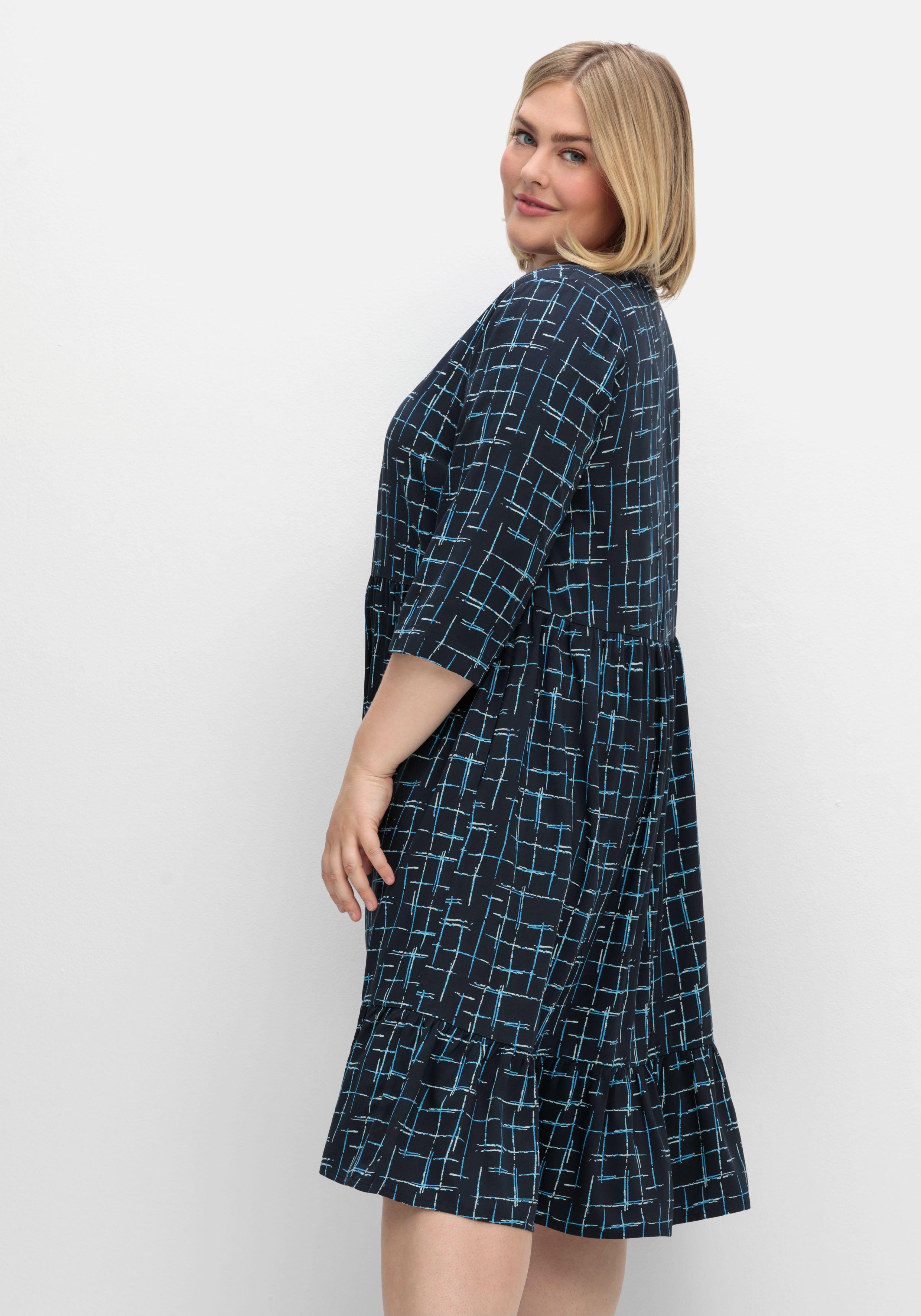 Kleid mit 3/4-Arm und grafischem Alloverprint