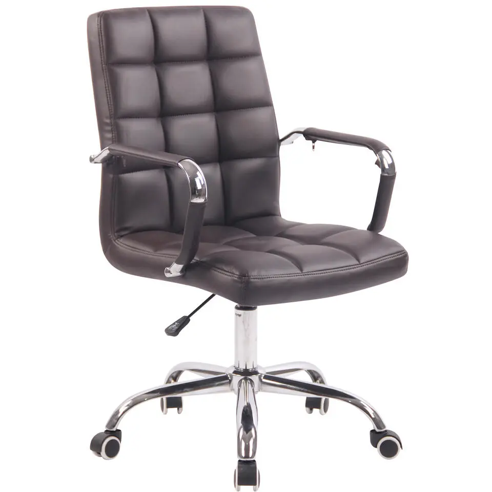 CLP Bureaustoel Deli chroom Frame - Kunstleer - bruin