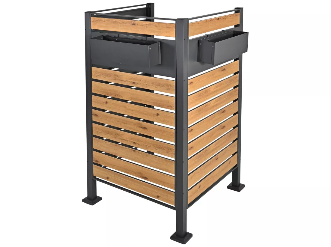 3x Éléments de clôture pour poubelles extensible 91x150x91 cm