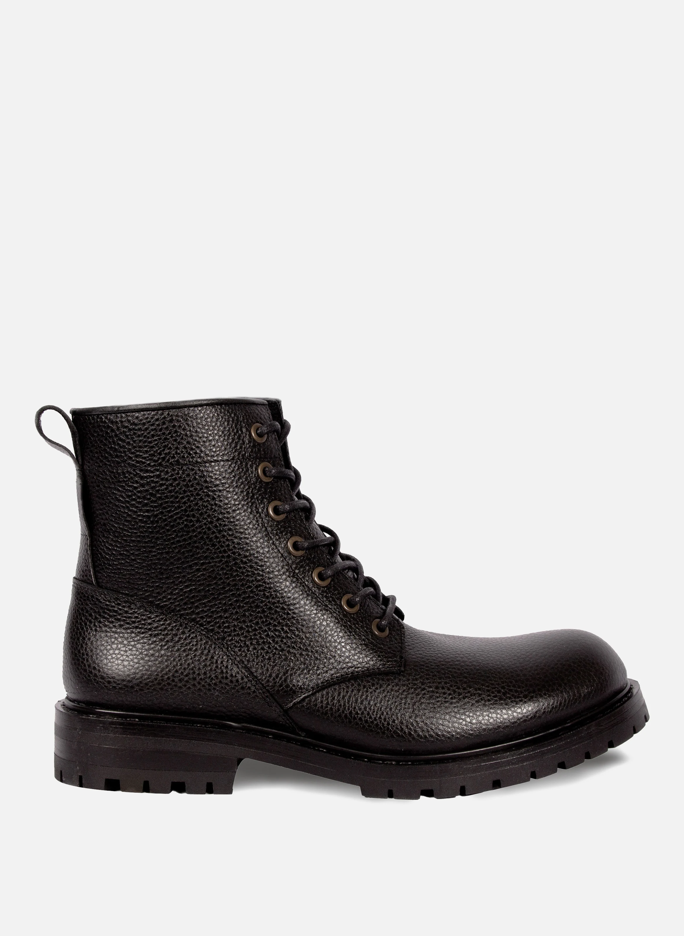 Ranger boots crantées cuir grainé | Noir