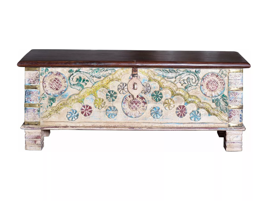 Coffre en manguier multicolore MULTICOLOR.Giner y Colomer.45x40x116