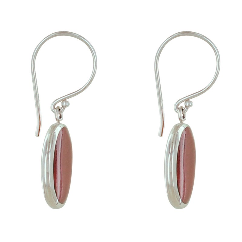 Boucles d'Oreilles Argent Grosse Pastille Couleur Corail