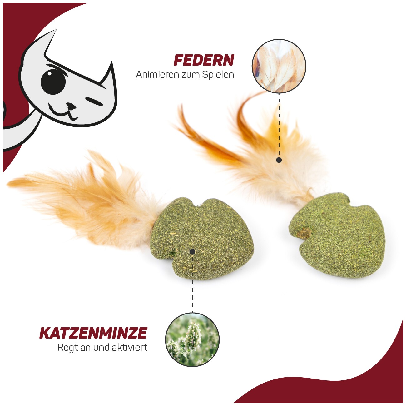 Canadian Cat Company Katzenminze Nuggets mit Feder 2 Stk