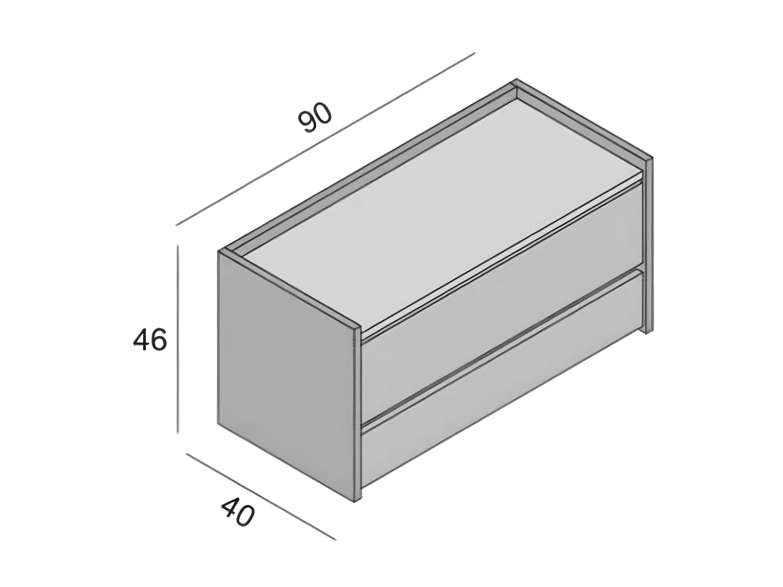 Commode Dgaiard, Meuble d'entrée moderne avec étagère à chaussures, Coffre avec deux conteneurs, 100% Made in Italy, 90x40h46 cm, Blanc