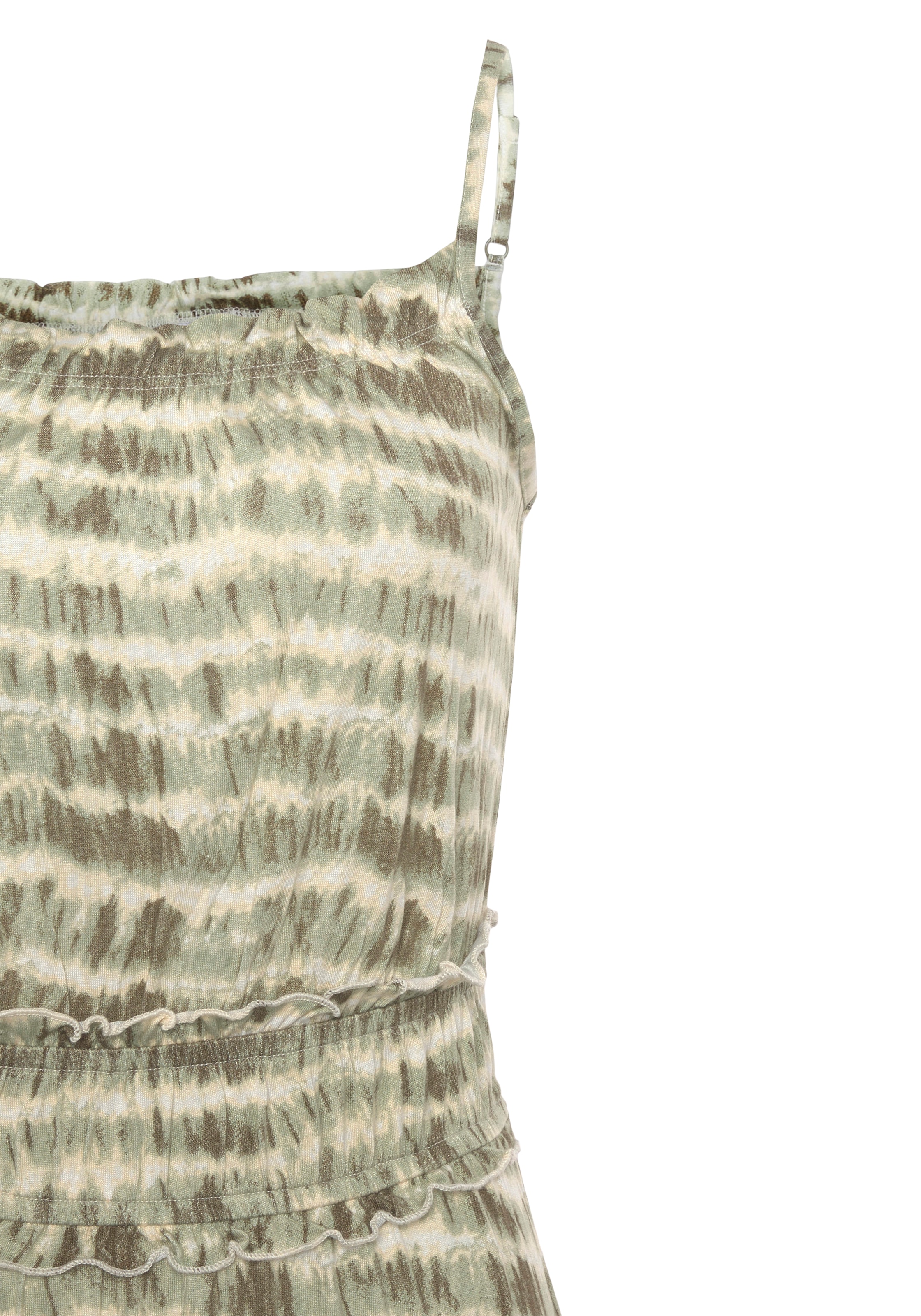 LASCANA Maxikleid mit Rüschendetails und Gummi in der Taille, Sommerkleid, Strandkleid