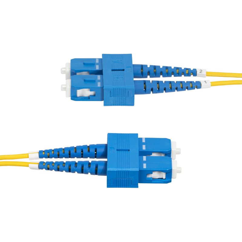 StarTech.com Câble Fibre Optique de 1m Duplex Monomode SC à SC (UPC) OS2, 9/125µm, 40G/100G, Cordon Fibre Optique, Insensible à la Courbure, Faible Perte d'Insertion, Cordon Patch Fibre LSZH