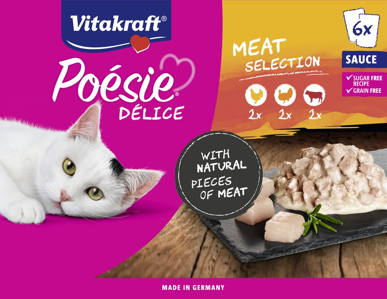 Vitakraft - Poésie® Délice multipak, kødvarianter 6x85gr
