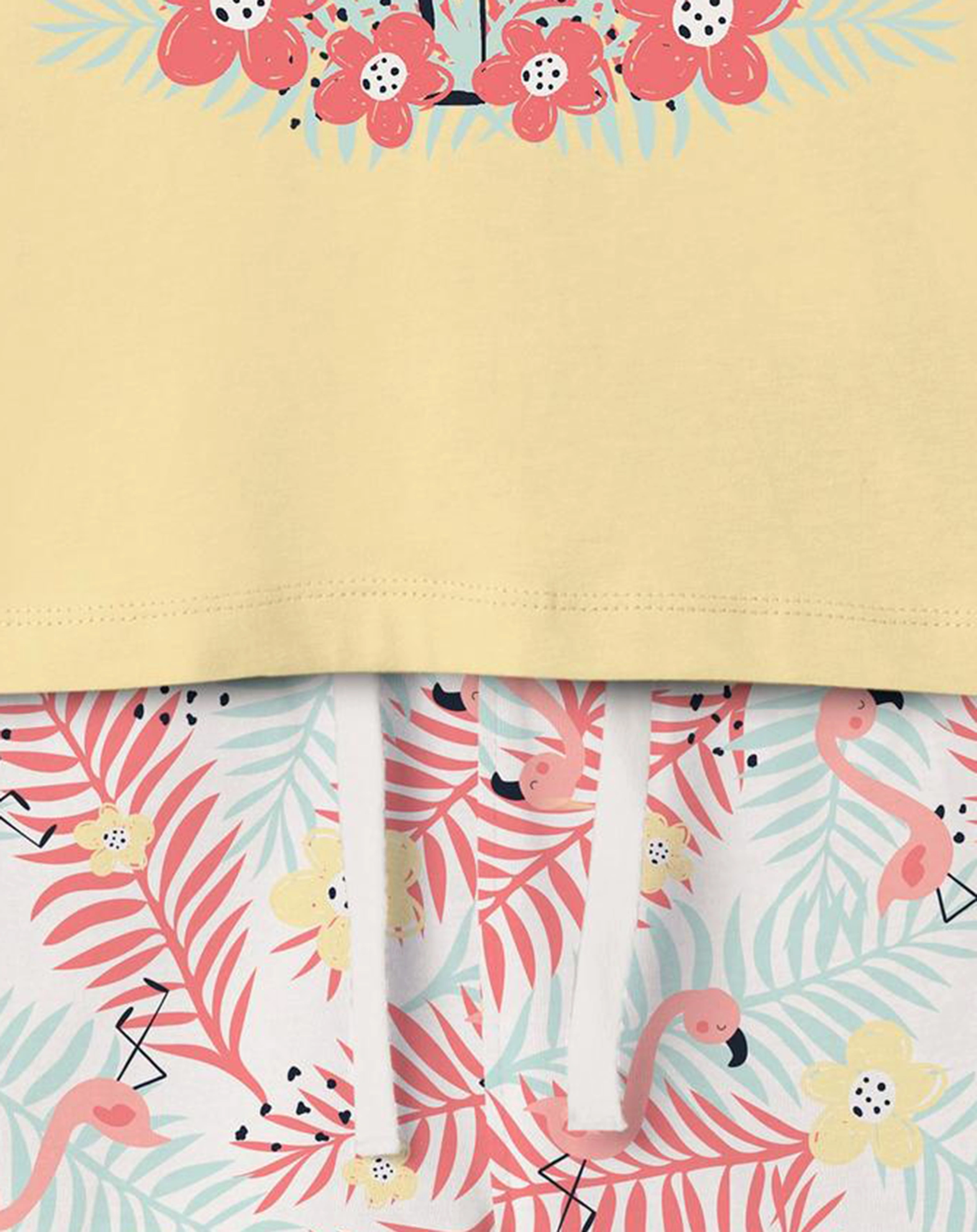 T-Shirt NMFVIGEA FLAMINGO mit Shorts in double cream