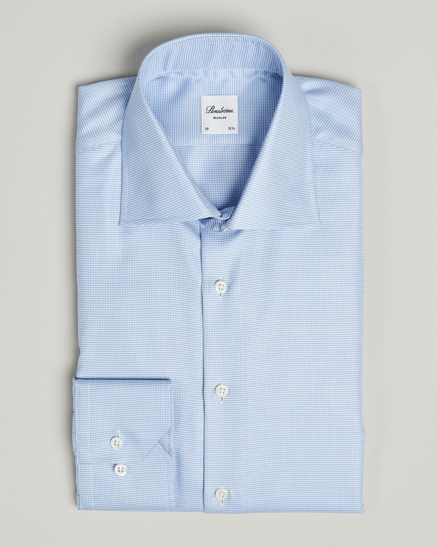 Stenströms Regular Fit Houndstooth Shirt Blue