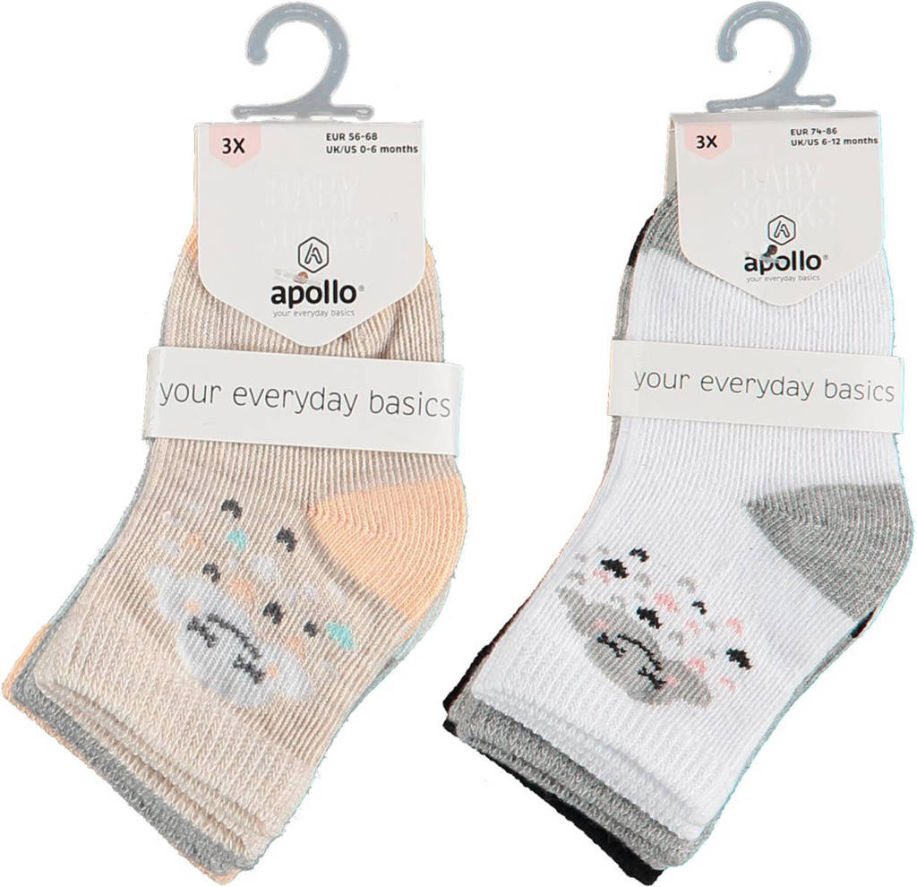Apollo baby sokken - set van 6 beige/grijs/blauw/lichtblauw