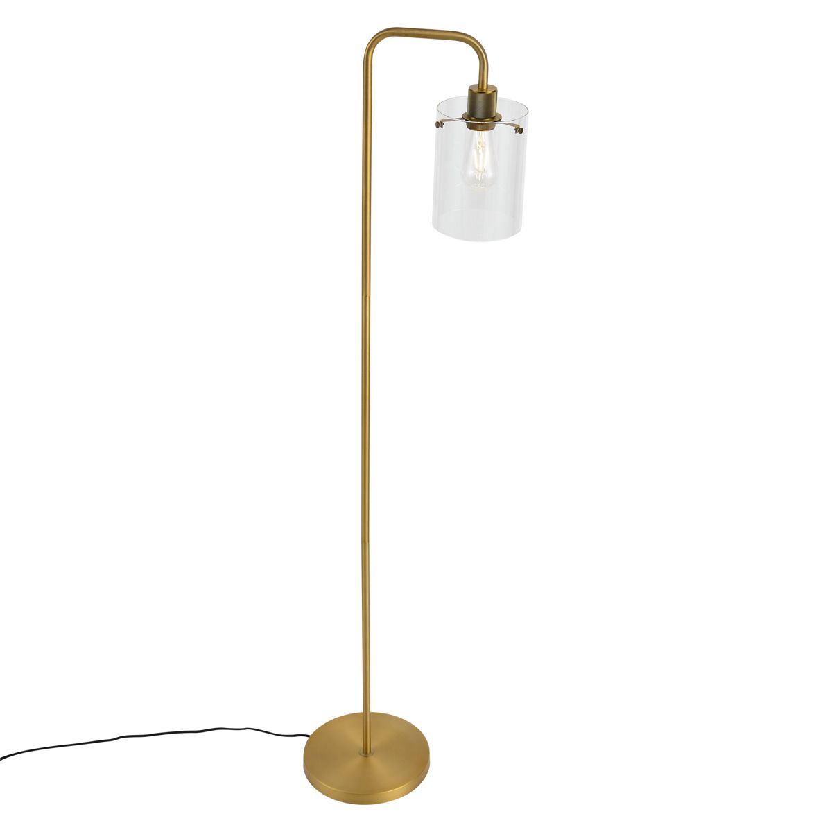 Design vloerlamp brons met helder glas - Domo