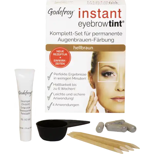 Instant Eyebrow Tint Komplett-Set für permanente Augenbrauen-Färbung hellbraun