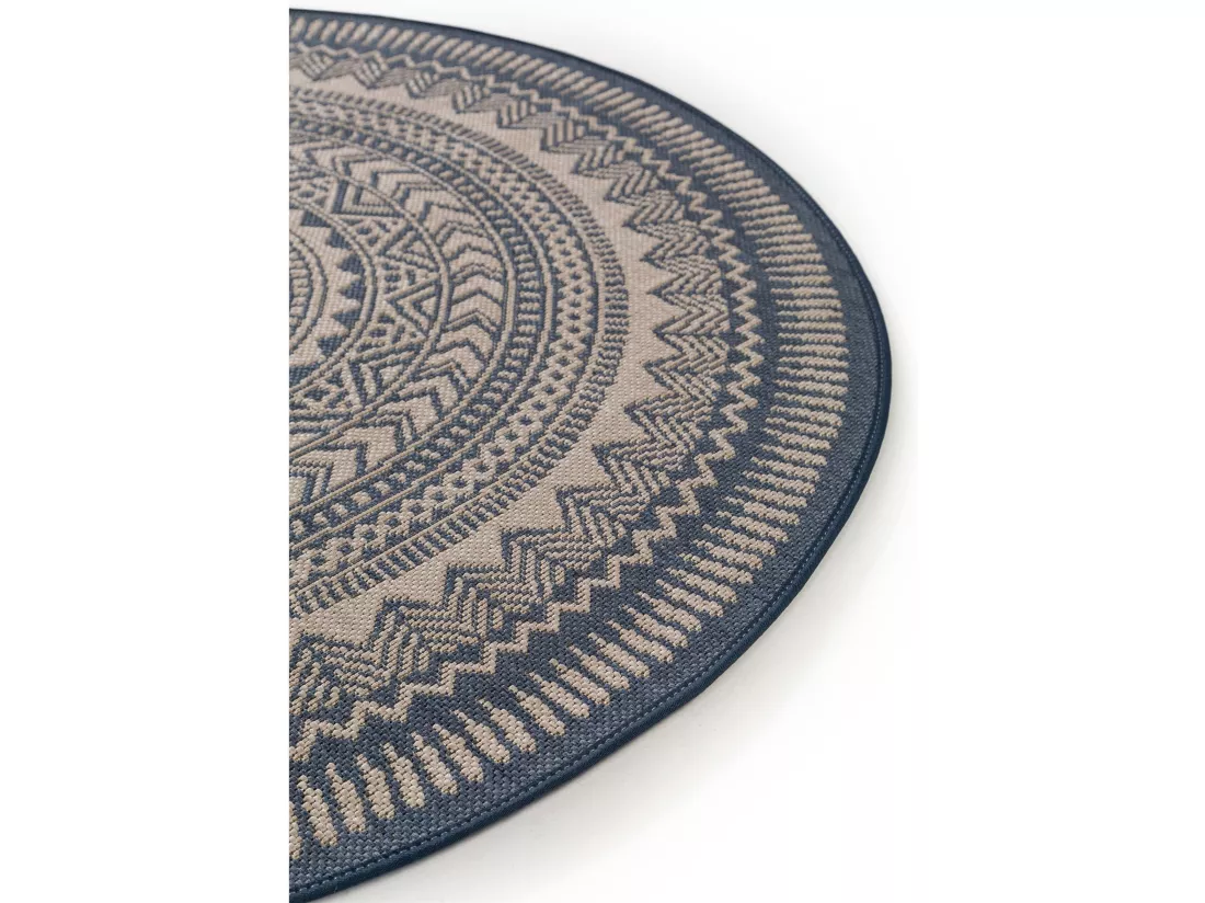 Tapis d'extérieur & intérieur Metro Bleu ø 120 cm rond