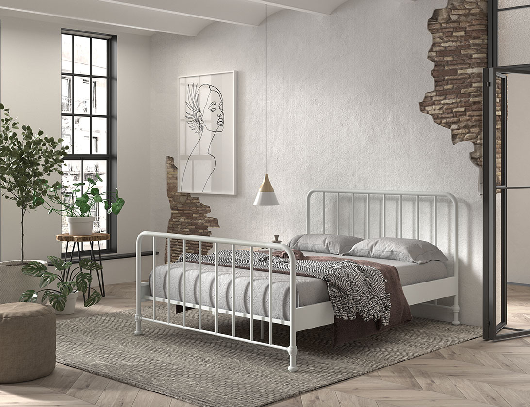Metallbett BRONXX - weiß matt - 160x200 cm
