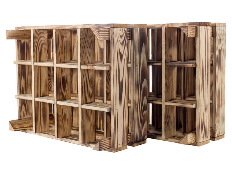 Holz Zollhaus Flaschenregal Vintage für 12 Flaschen, Kiefer Weinregal im Vintage Design