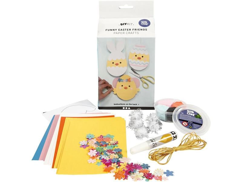 Creativ Company Bastelset Funny Easter Friends 1 Stück, Gel Osterhase und Osterküken aus Papier