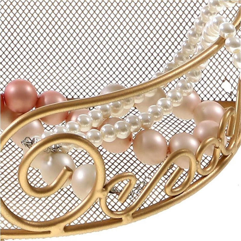 Porte bijoux porte bijoux cadre mixte corbeille baroque avec panier Doré