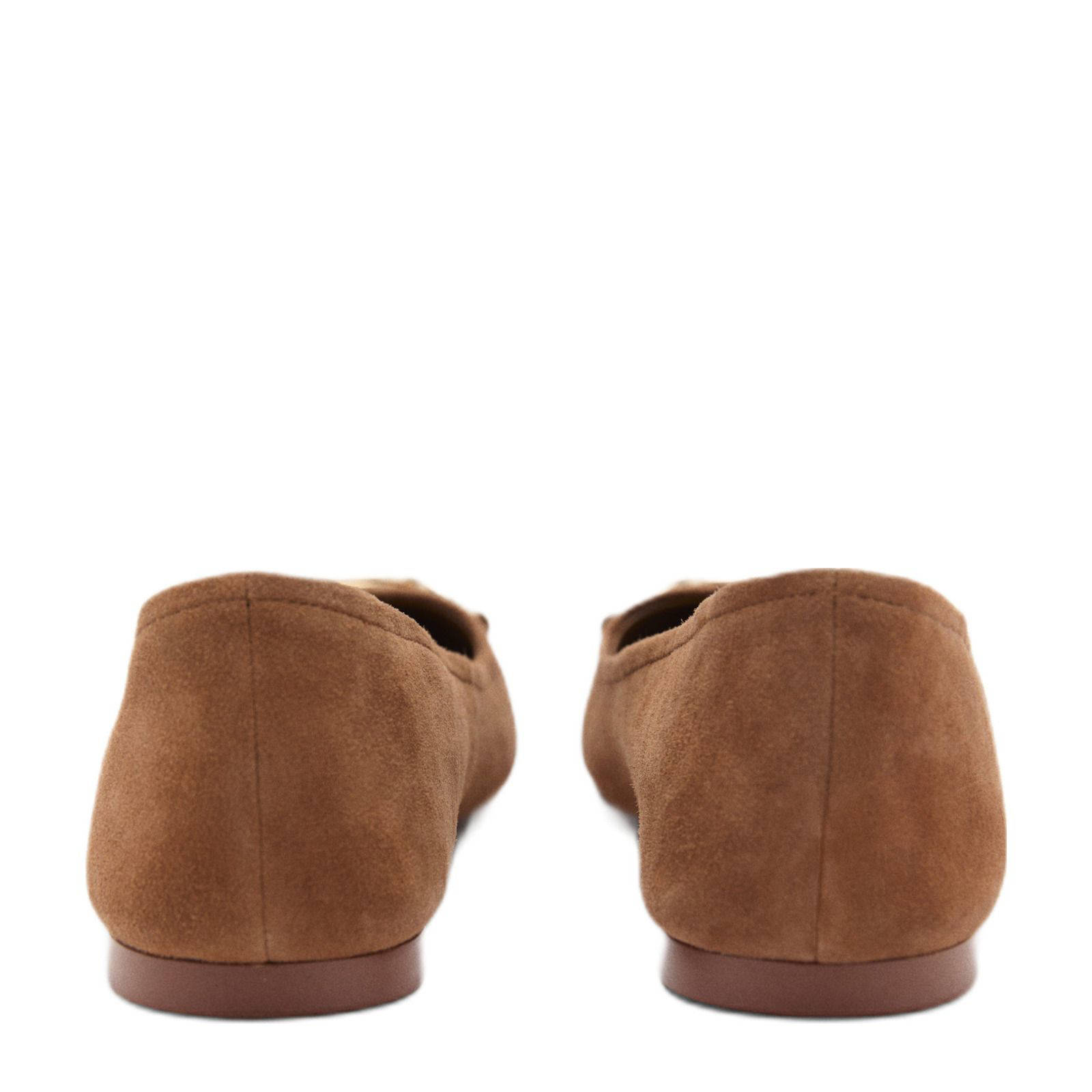 Mango suède ballerina's cognac