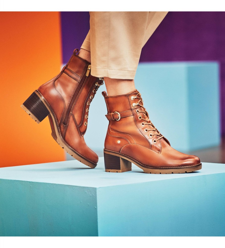 Botas de cano curto Pikolinos Llanes em couro marrom - Altura do salto: 6 cm -