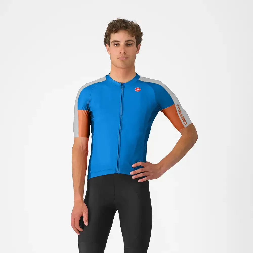 Castelli Entrata 6 Fietsshirt Korte Mouwen Blauw/Zilvergrijs Heren