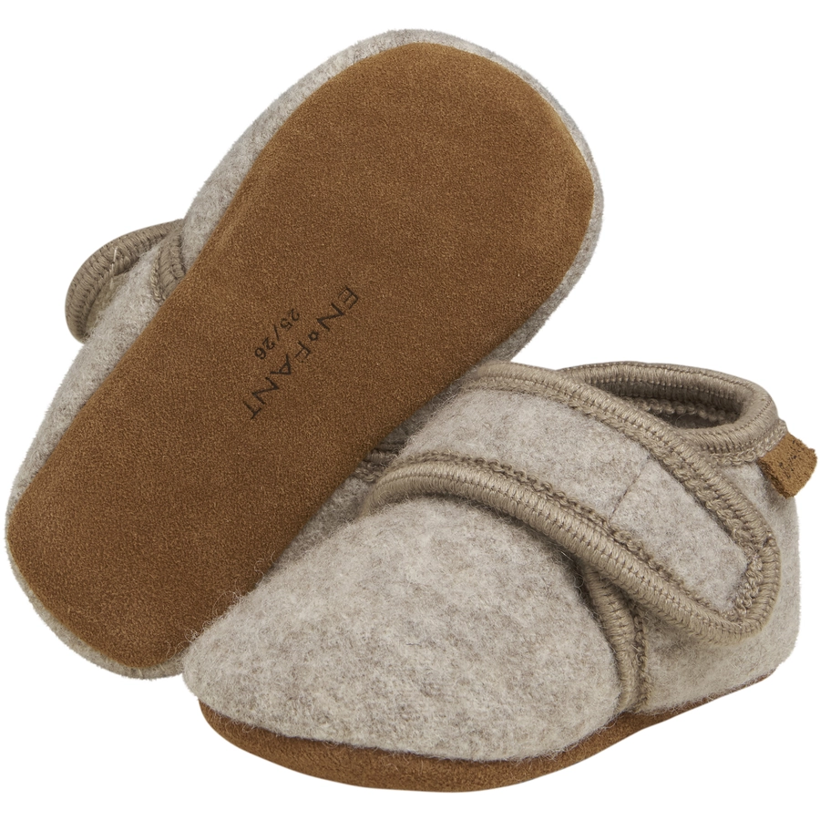 EN FANT Baby Wool Slippers Sand Melange