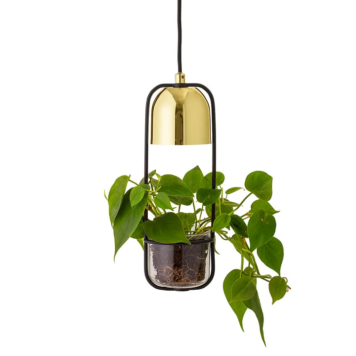 Bloomingville - Blumentopf-Pendelleuchte, rund, Metall/ Gold