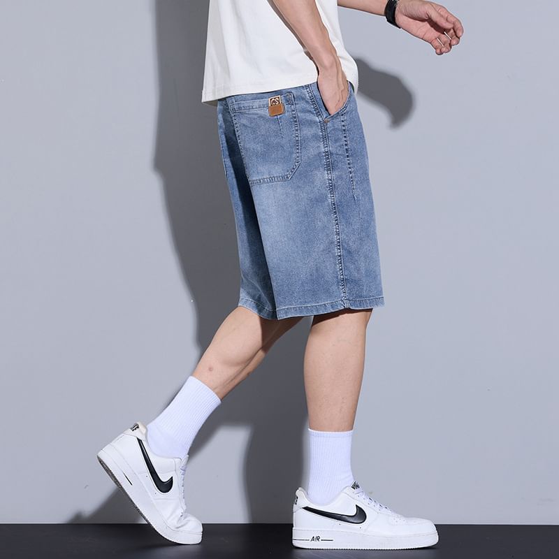 Denimic - Bermudashorts met gewassen denim en gemiddelde taille