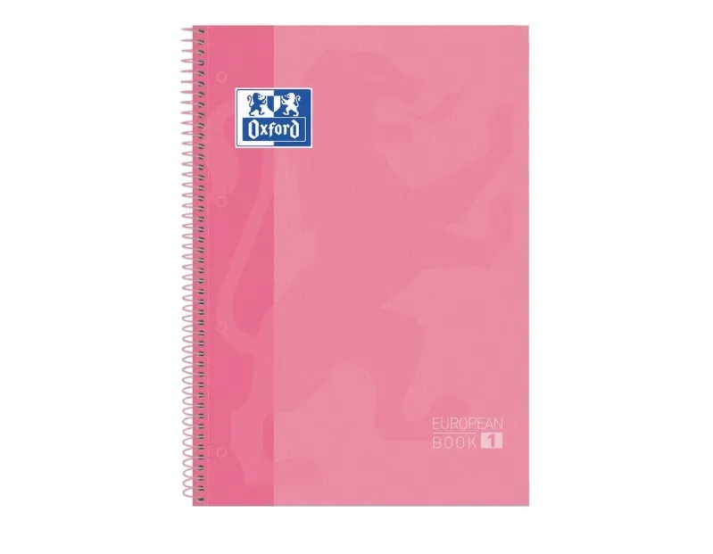 Notesbog Oxford EUROPEAN BOOK, A4  pink kvadreret - (5 stk.)